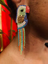 Crystal Parrot Tassel Earrings