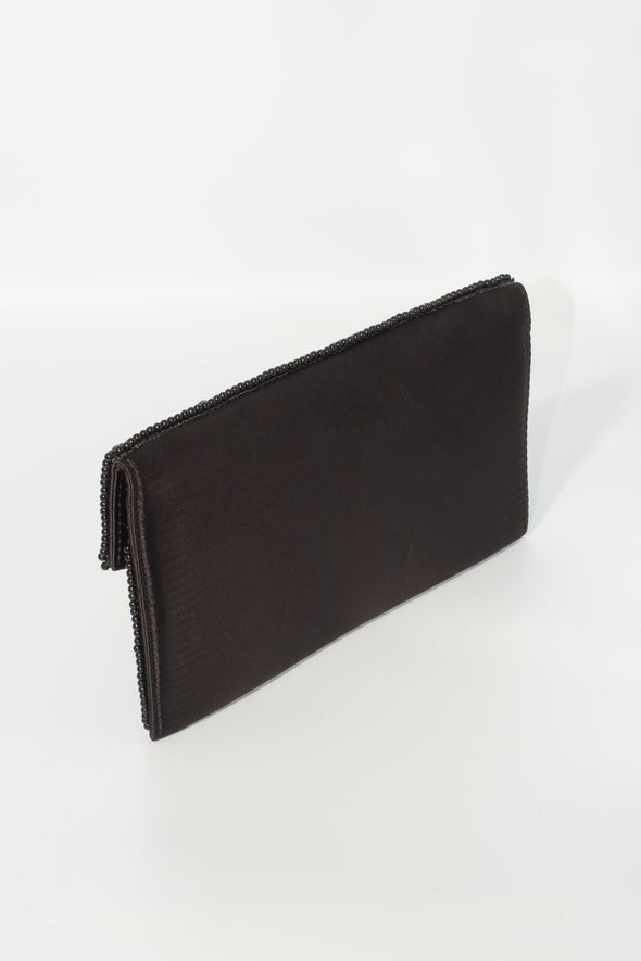 Beaded Envelope Clutch - Black