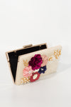 Velvet Flower Embellished clutch