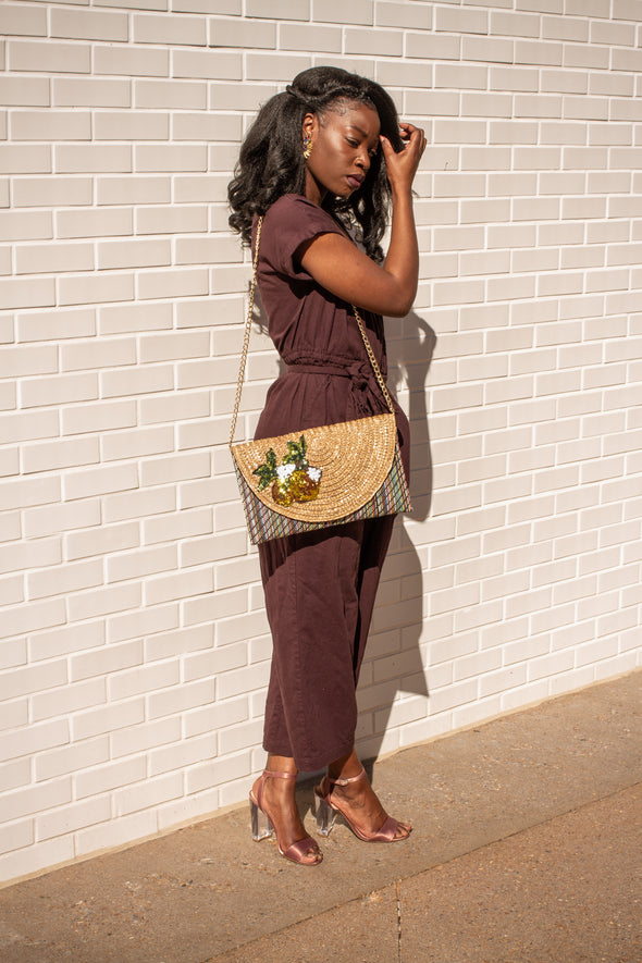 Betsey Johnson Straw Pineapple Clutch