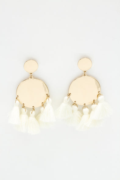 Gold Moon Tassel Earrings