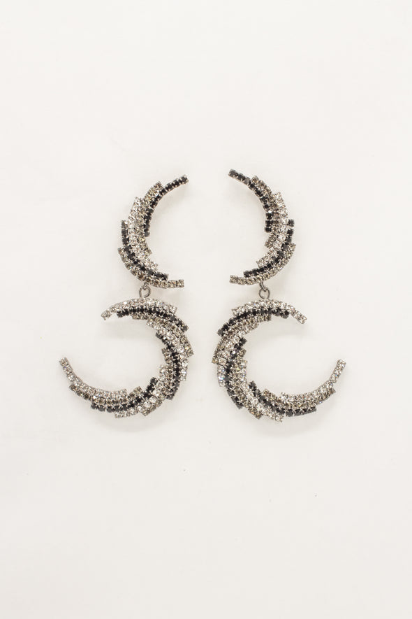 Double Crystal Crescent Earrings