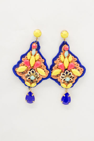 Embroidery Fabric Rice Bead Earrings