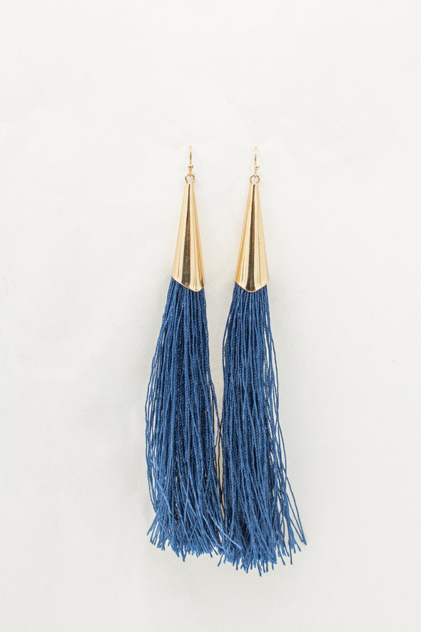 Gold Funnel Tassel Earrings