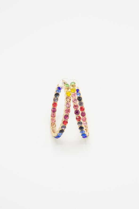 Rainbow Bead Open Hoops